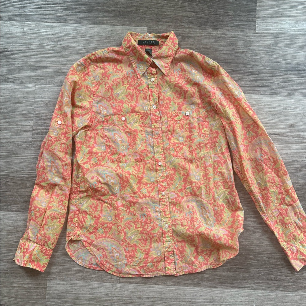 Lauren Ralph Lauren Floral Paisley Button Down Shirt Size S